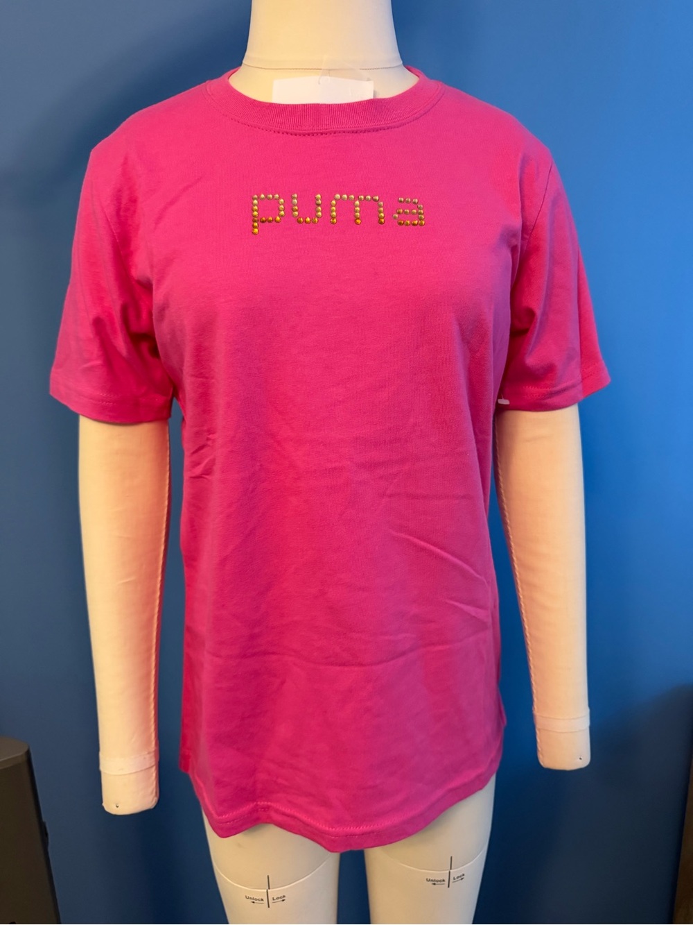 Puma Bright Pink Short Sleeve Tee with Stud Logo